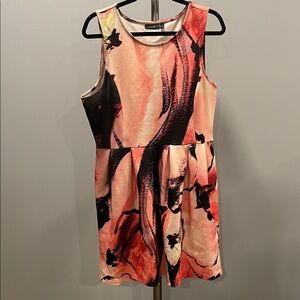 Apt. 9 Coral and Black Abstract Mini Dress